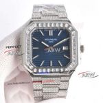 Super Clone Patek Philippe Cubitus Blue Dial Iced Out Diamond Case 45mm Watch 